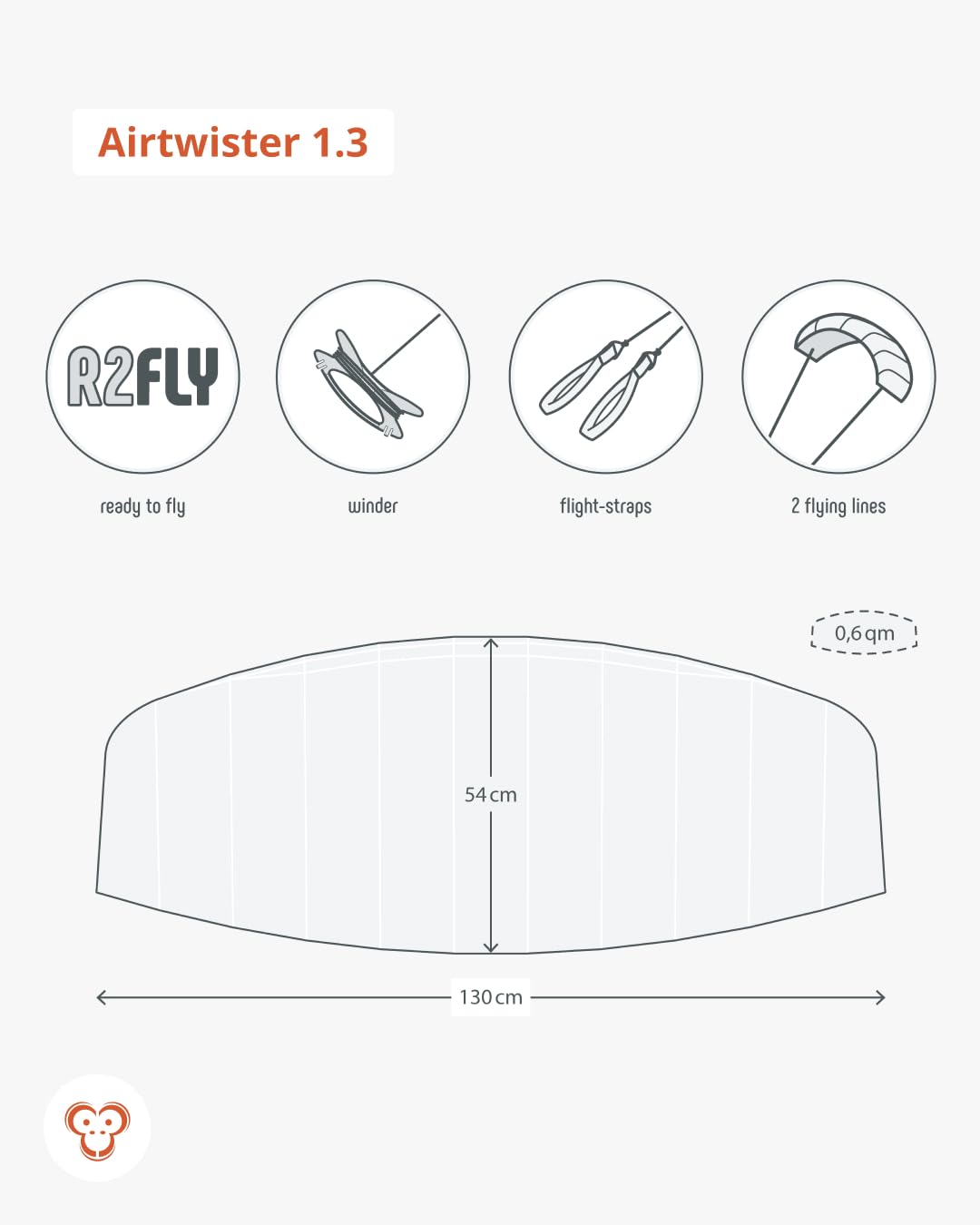 Skymonkey Airtwister 1.3 Lenkmatte inkl. Packsack & Flugschlaufen - Lenkdrachen bereits fertig angeleint, ready 2 fly, Kite mit stabilen Polyester Ripstop Material, Flugdrachen für Einsteiger geeignet