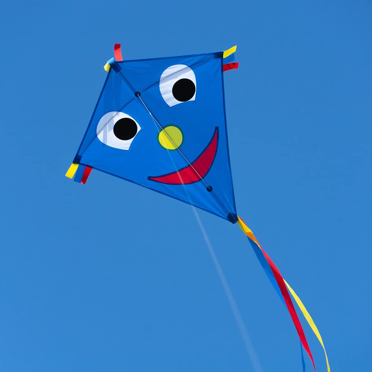 CIM Einleiner-Drachen - Happy Eddy Blue - für Kinder ab 3 Jahren - Abmessung: 67x70cm - inkl. 80m Drachenschnur und Schleifenschwanz