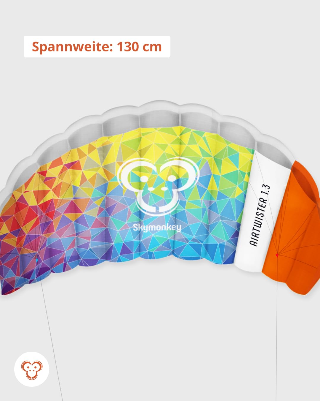 Skymonkey Airtwister 1.3 Lenkmatte inkl. Packsack & Flugschlaufen - Lenkdrachen bereits fertig angeleint, ready 2 fly, Kite mit stabilen Polyester Ripstop Material, Flugdrachen für Einsteiger geeignet