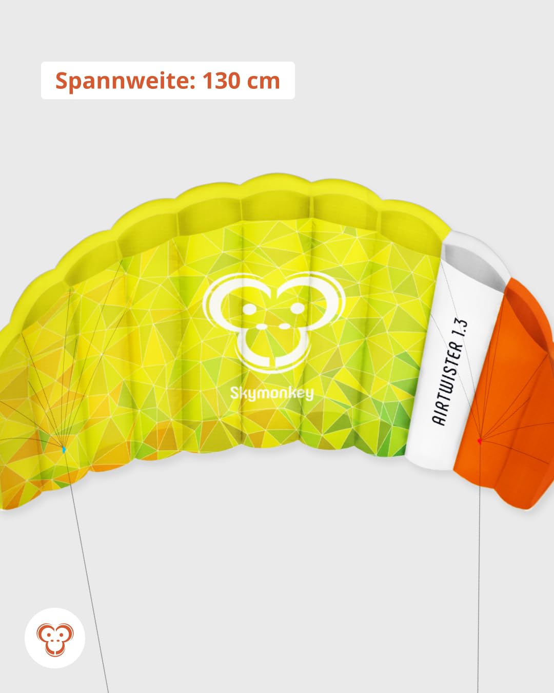 Skymonkey Airtwister 1.3 Lenkmatte inkl. Packsack & Flugschlaufen - Lenkdrachen bereits fertig angeleint, ready 2 fly, Kite mit stabilen Polyester Ripstop Material, Flugdrachen für Einsteiger geeignet