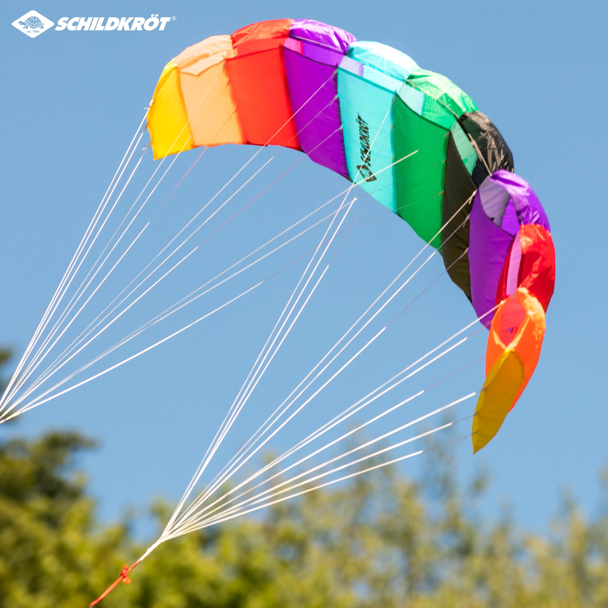 Schildkröt Dual Line Sport Kite 1.3, Zweileiner Lenkmatte, ab 8 Jahren, 55 x 125cm, inkl. Polyester Flying Line (25kp), 2 x 25m auf Winder mit Schlaufen, 3-6 Beaufort, 970450