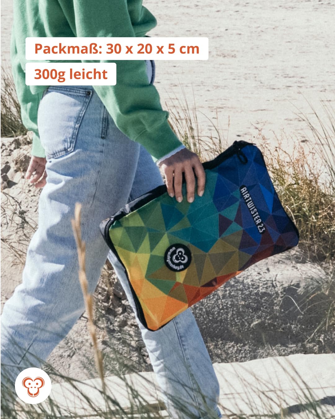 Skymonkey Airtwister 1.3 Lenkmatte inkl. Packsack & Flugschlaufen - Lenkdrachen bereits fertig angeleint, ready 2 fly, Kite mit stabilen Polyester Ripstop Material, Flugdrachen für Einsteiger geeignet