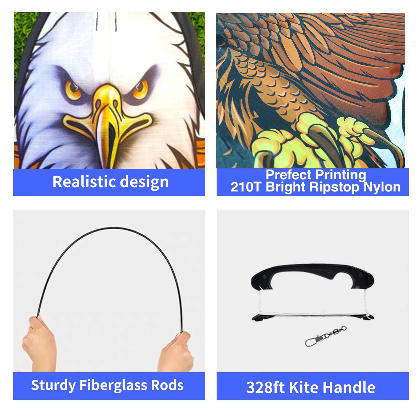 Flying Hoofer 70.8" Adlerdrachen für Erwachsene und Kinder, Leicht zu fliegen und zusammenzusetzen, Einfachzügen Strand- und Parkdrachen für Familienfreizeitaktivitäten, Mit 300 Fuß langen Schnurgriff
