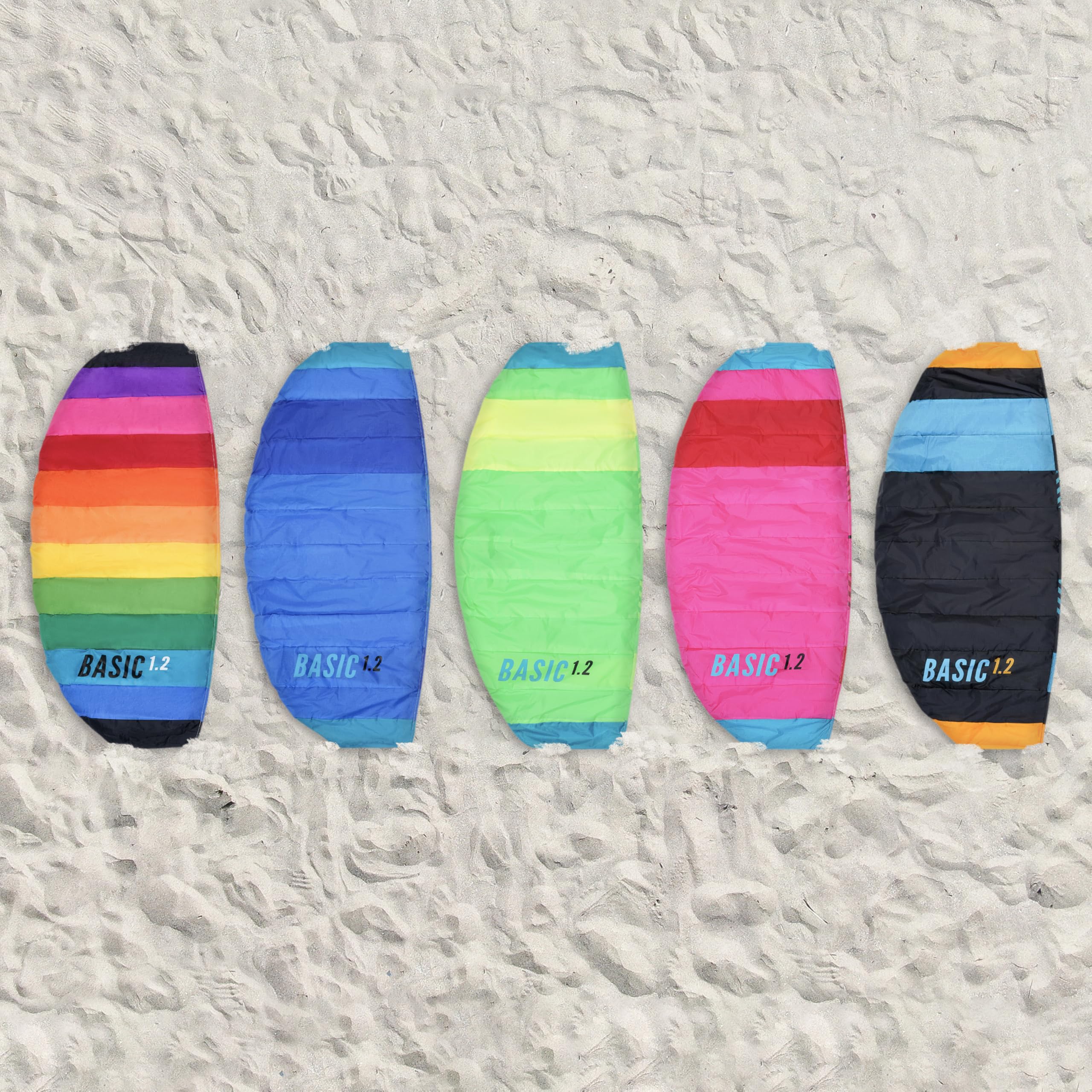 Wolkenstürmer Paraflex Basic Lenkmatte 1.2 (Rainbow) - Regenbogen Kite für Kinder ab 6 Jahre - Lenkdrachen flugfertig mit 2x25m Dyneemaleinen & Flugschlaufen